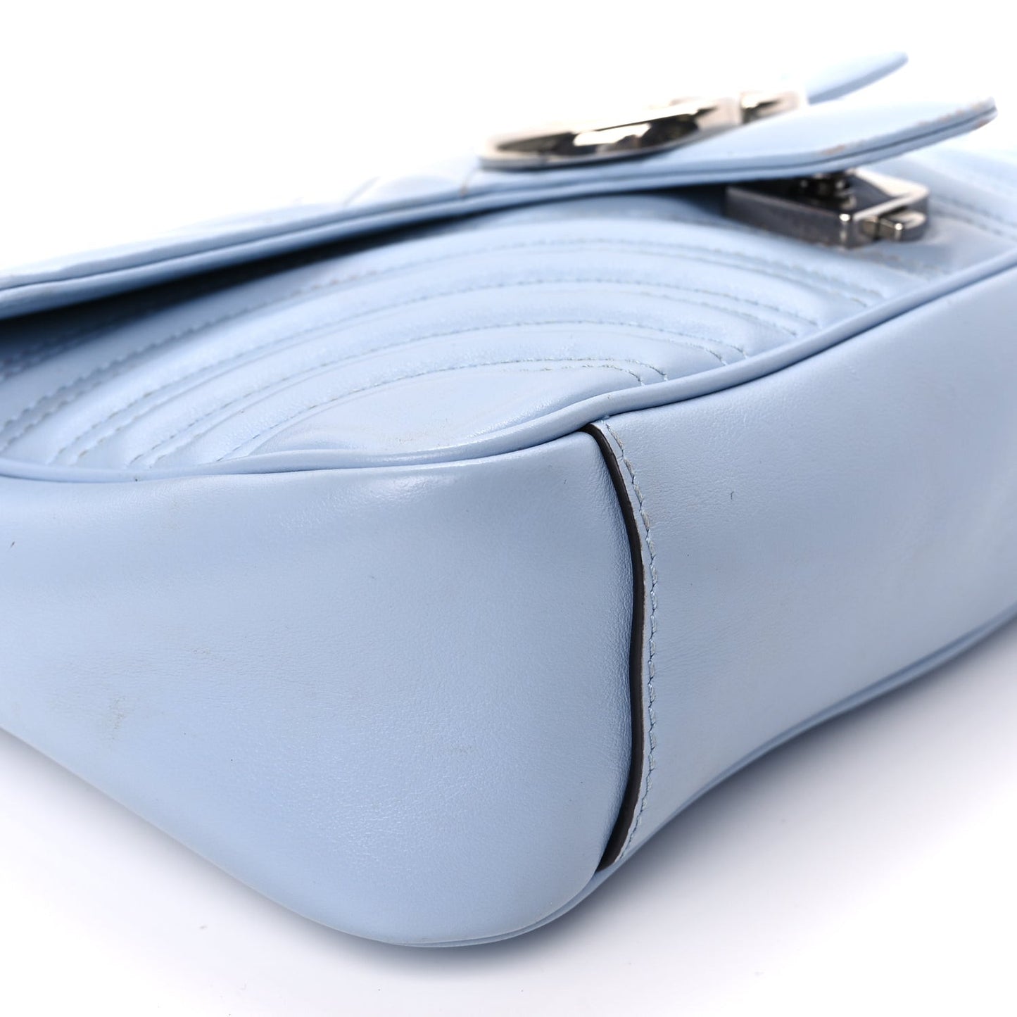 Calfskin Matelasse Small GG Marmont Shoulder Bag Porcelain Light Blue
