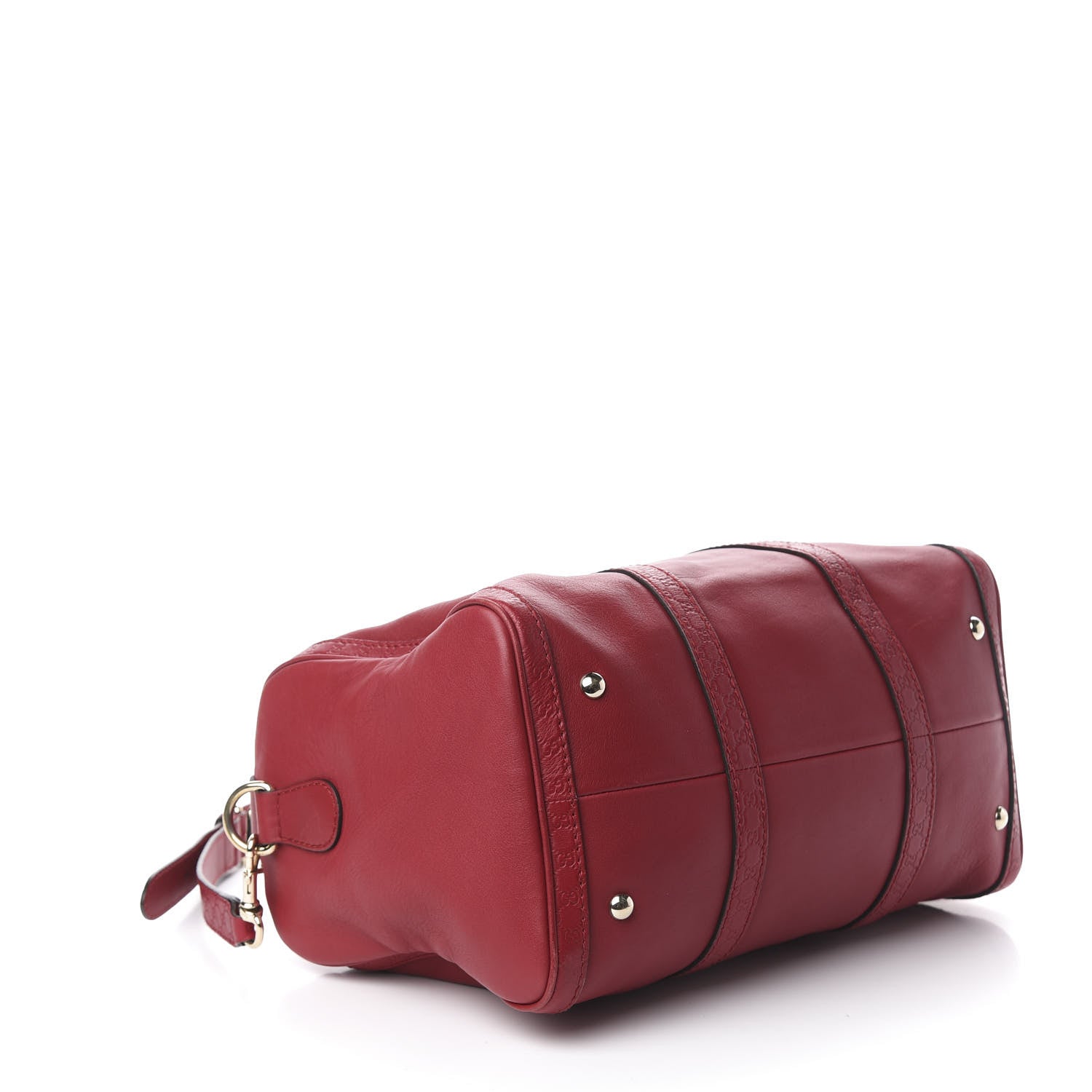 Gucci Calfskin Microguccissima Trim Medium Boston Raspberry Red 5 of 12