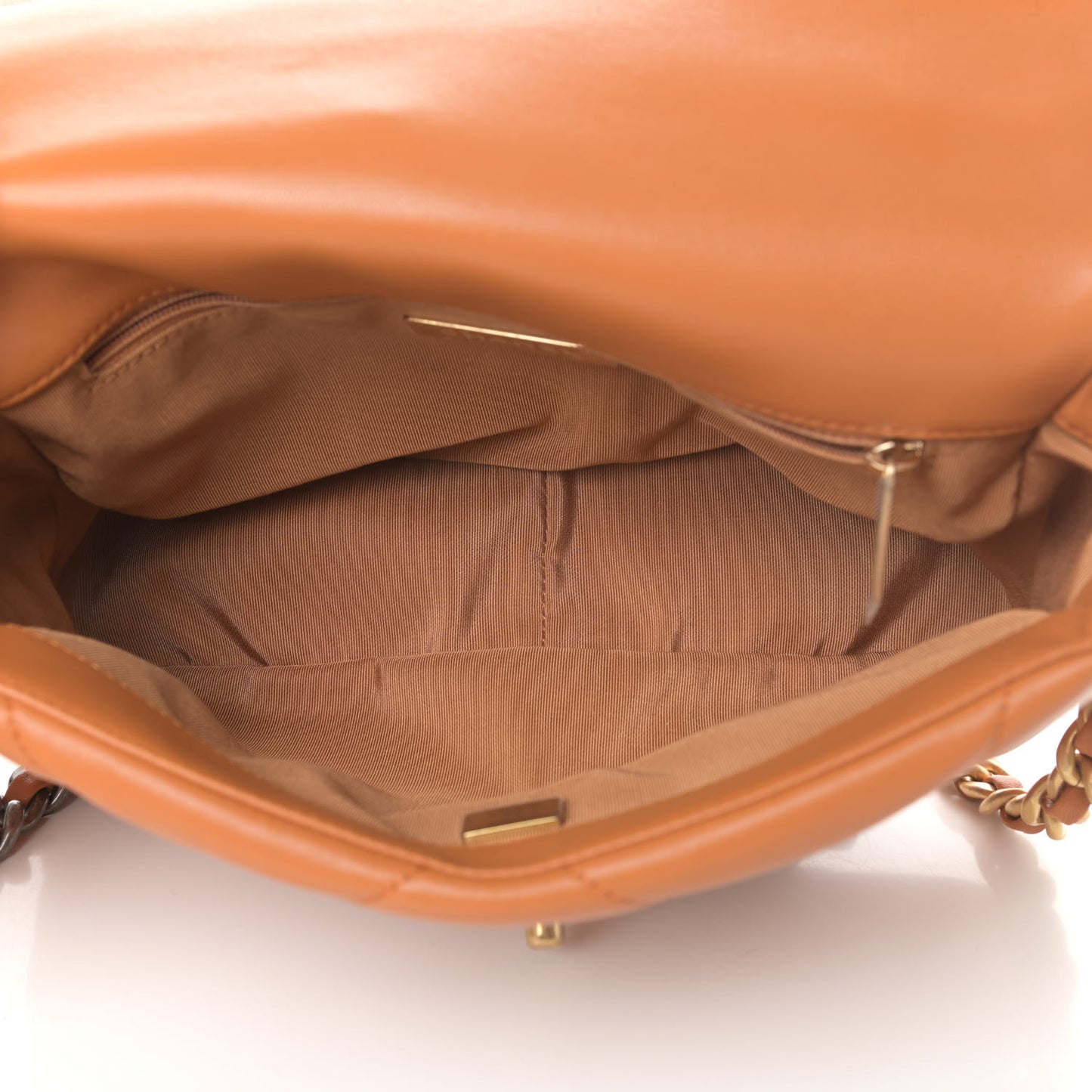 Lambskin Quilted Medium Chanel 19 Flap Light Brown