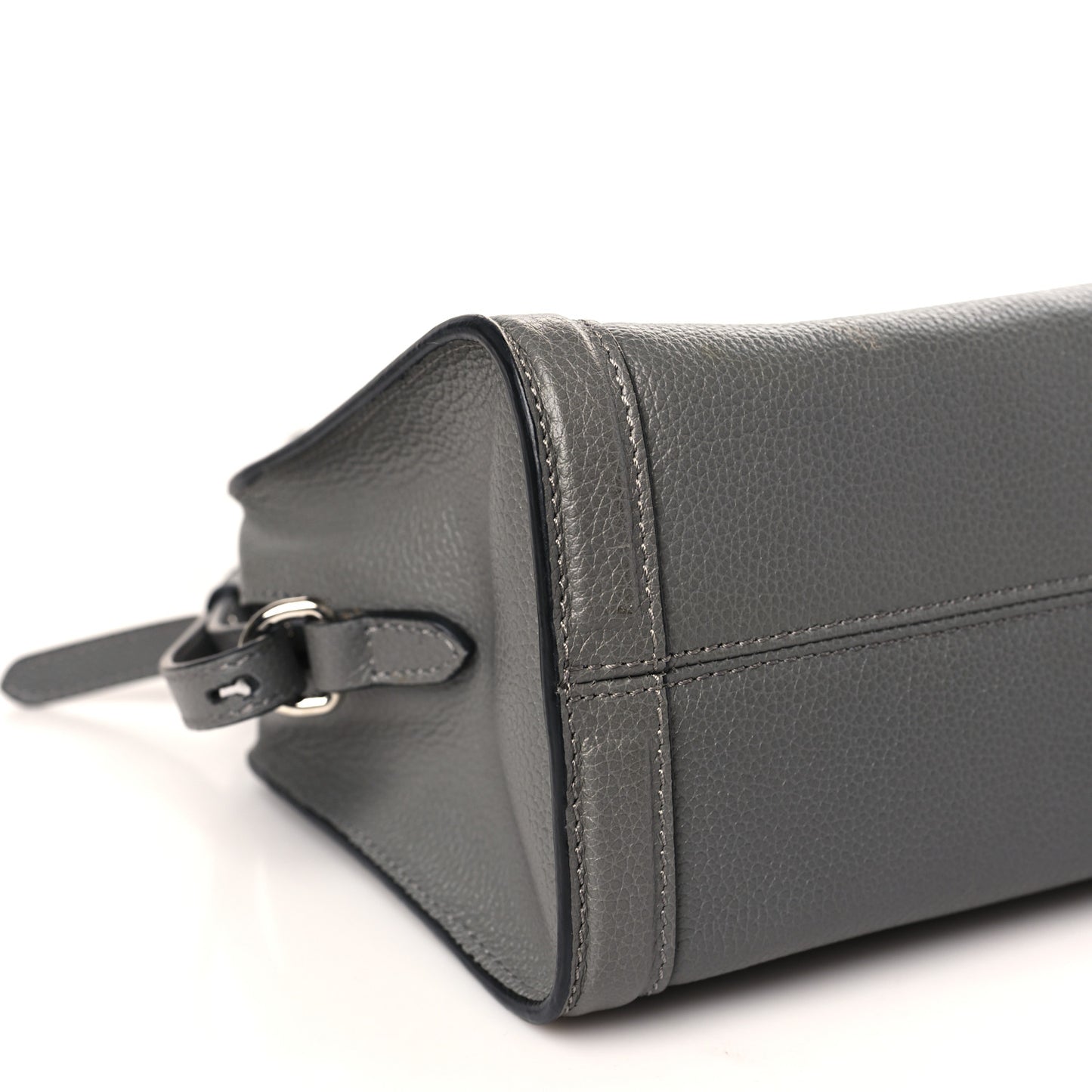 Pebbled Calfskin Mini Skull Padlock Zip Around Tote Grey