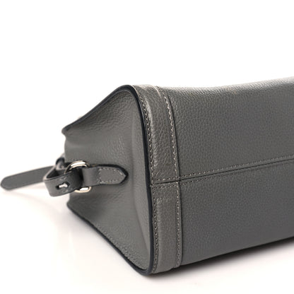 Alexander McQueen Pebbled Calfskin Mini Skull Padlock Zip Around Tote Grey 7 of 8