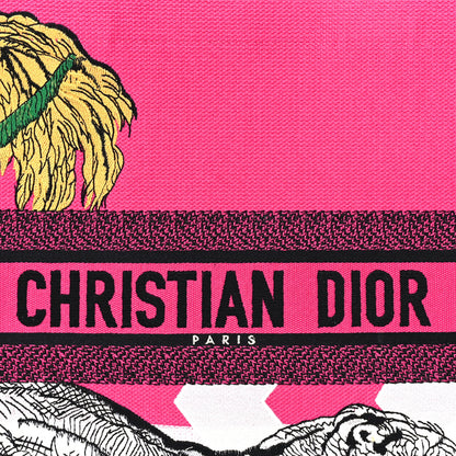 Christian Dior Canvas Embroidered Large Jungle Pop Book Tote Fuchsia Multicolor 6 of 8