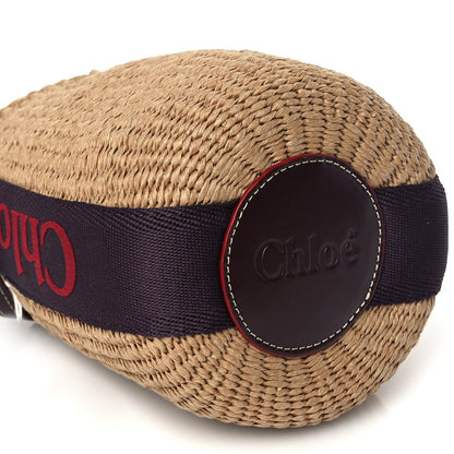 Chloe X MIFUKO Raffia Calfskin Small Woody Basket Shoulder Bag Purple Red 7 of 8