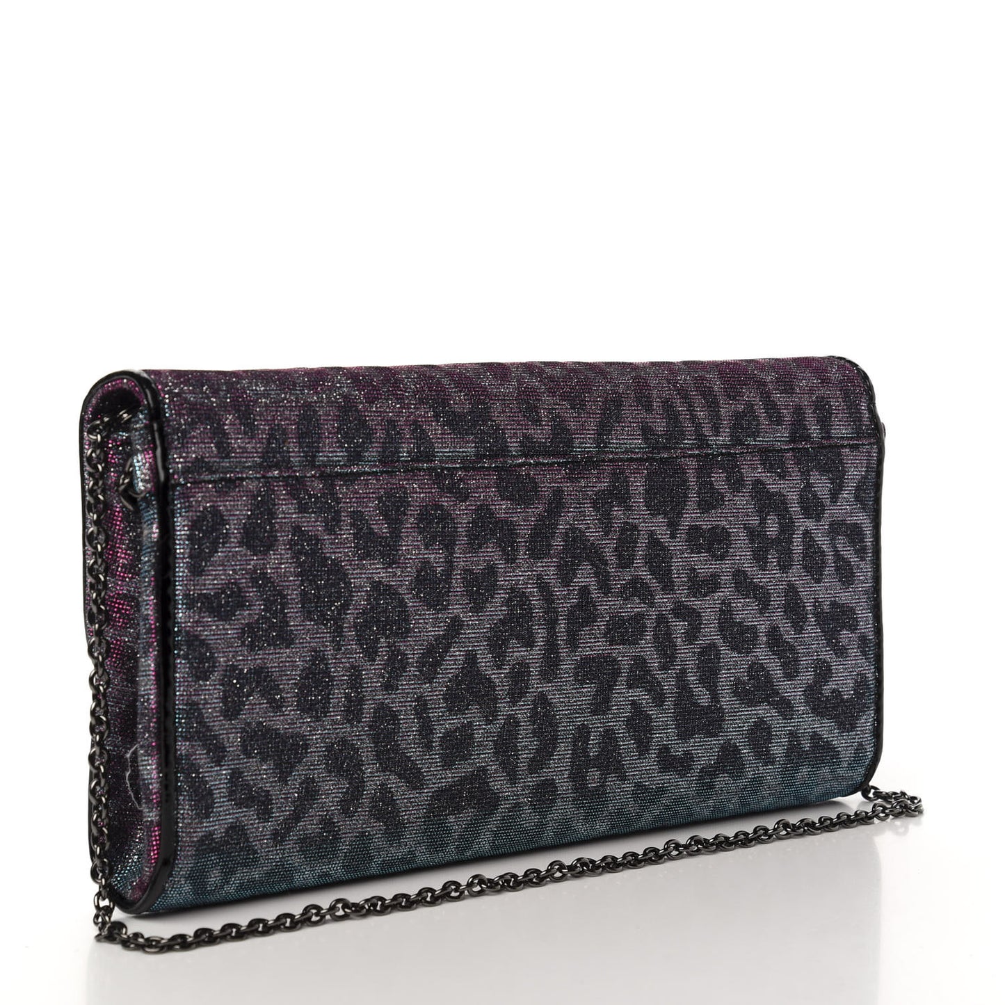Lame Leopard Riviera Clutch Turquoise Violet