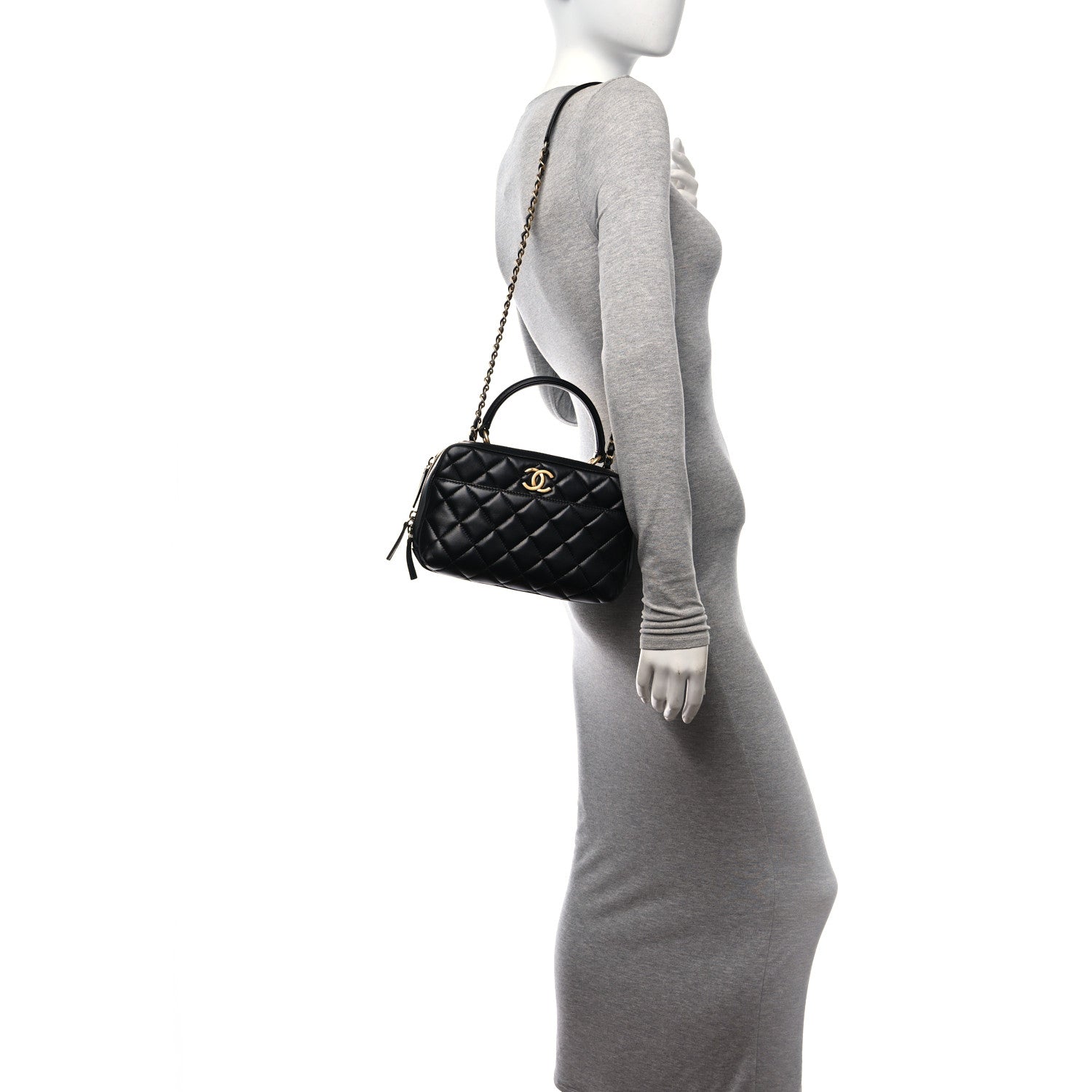 Chanel Lambskin Quilted Medium Trendy CC Bowling Bag Black 2 of 12