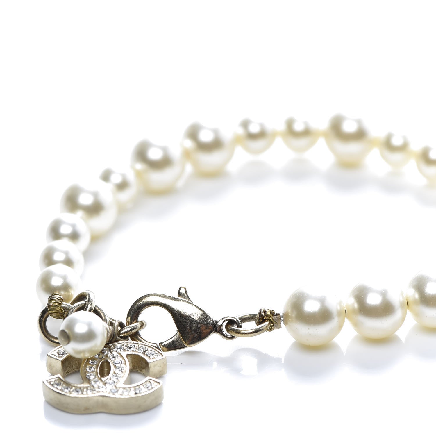 Chanel Pearl Crystal CC Bracelet Gold 4 of 4