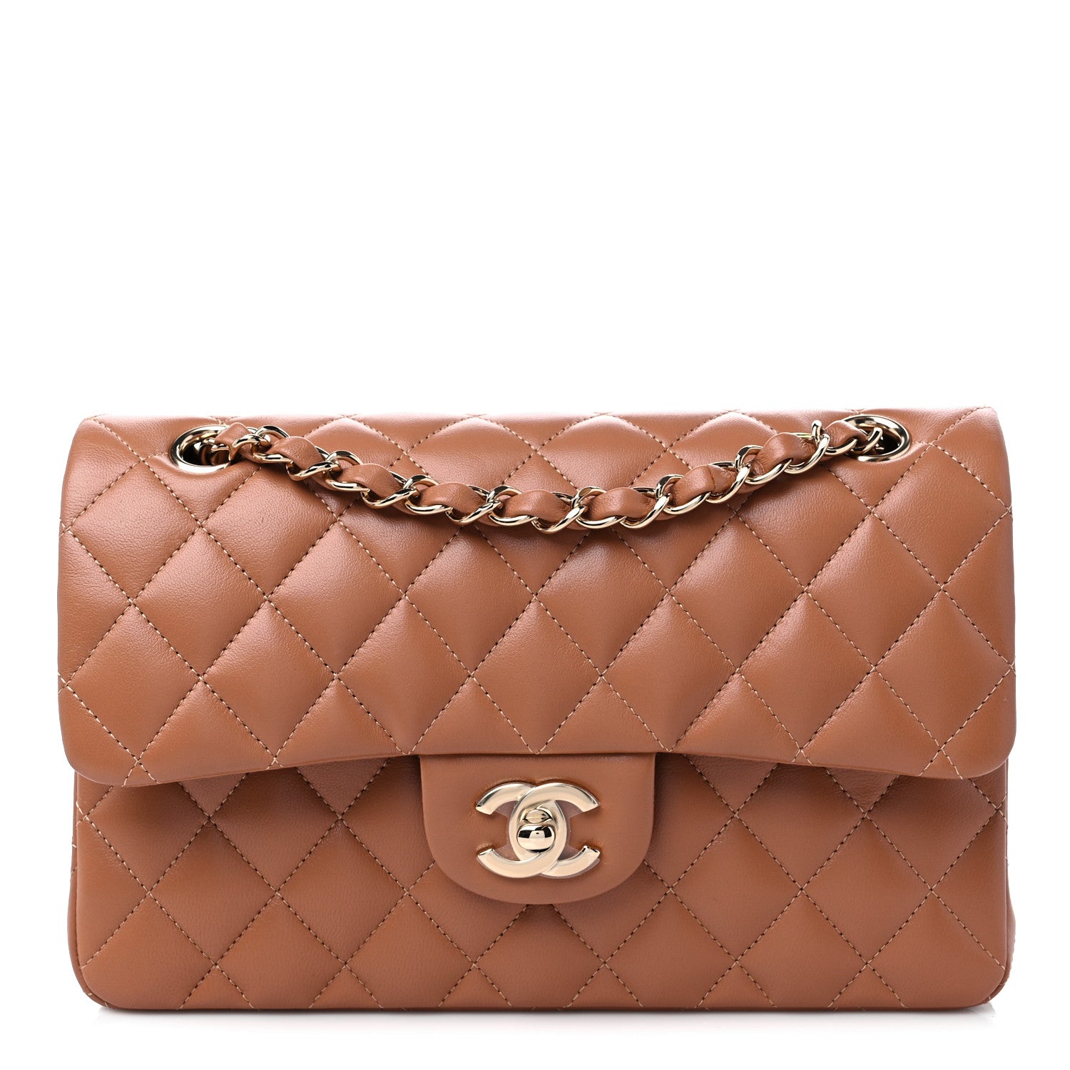 Chanel Lambskin Quilted Small Double Flap Brown 1 of 9