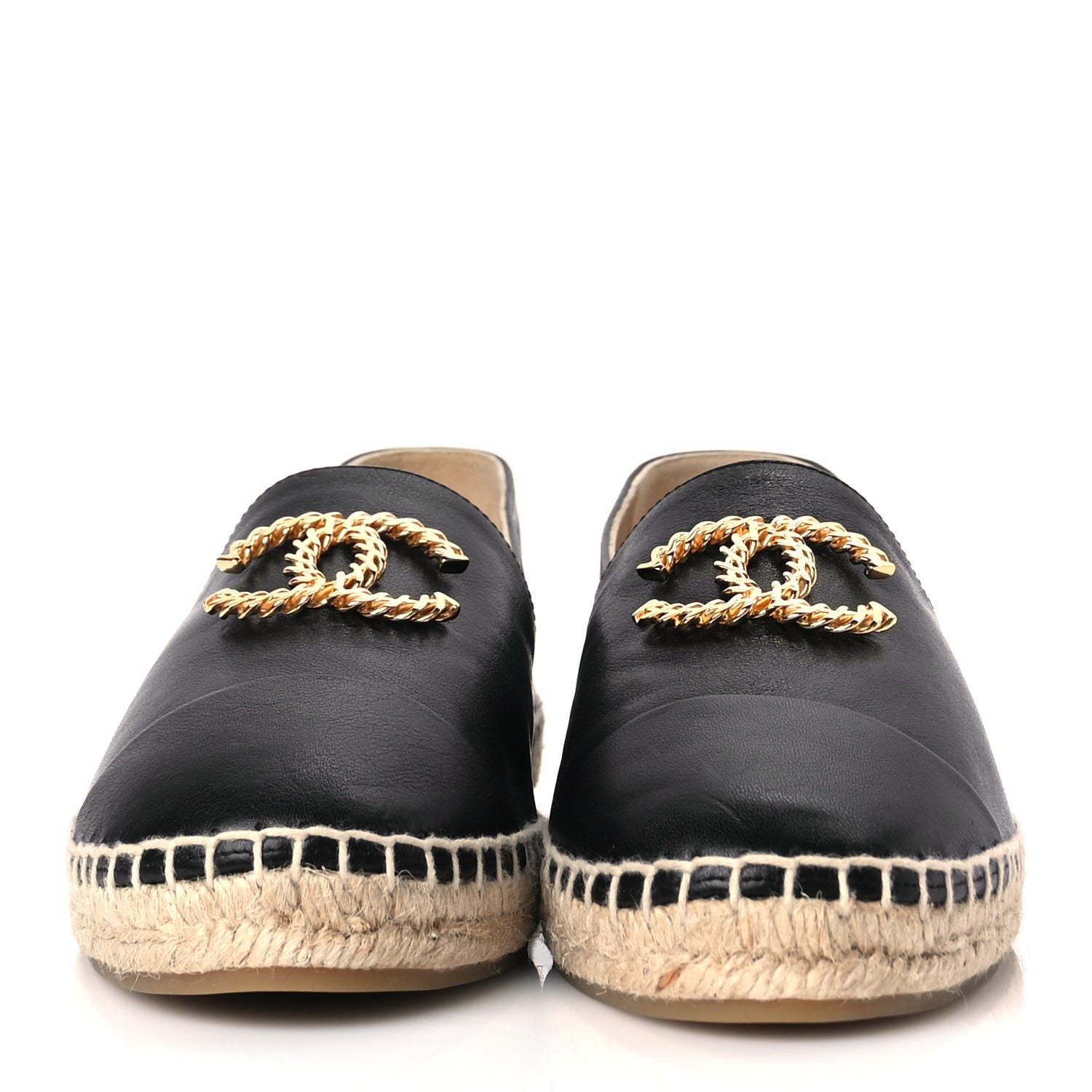 Chanel Calfskin Chain CC Espadrilles 40 Black 2 of 9