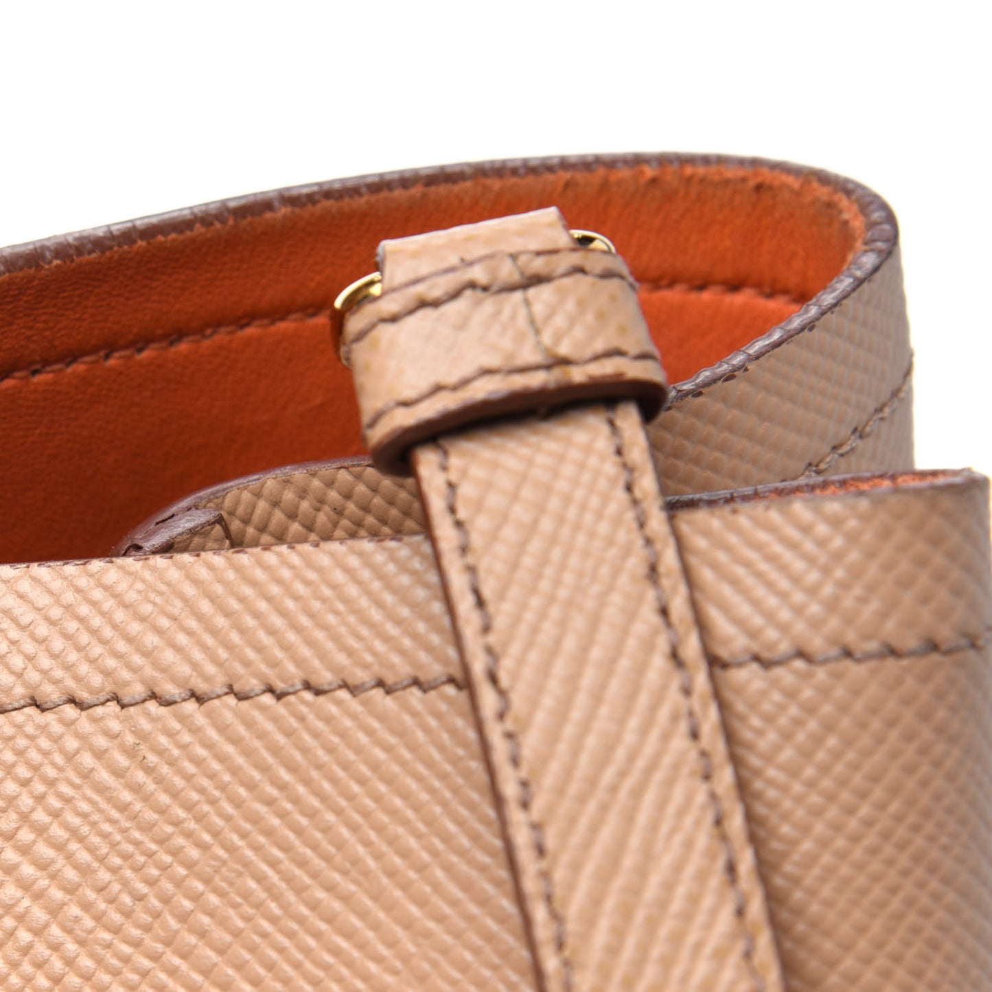 Saffiano Cuir Medium Double Bag Noisette Papaya