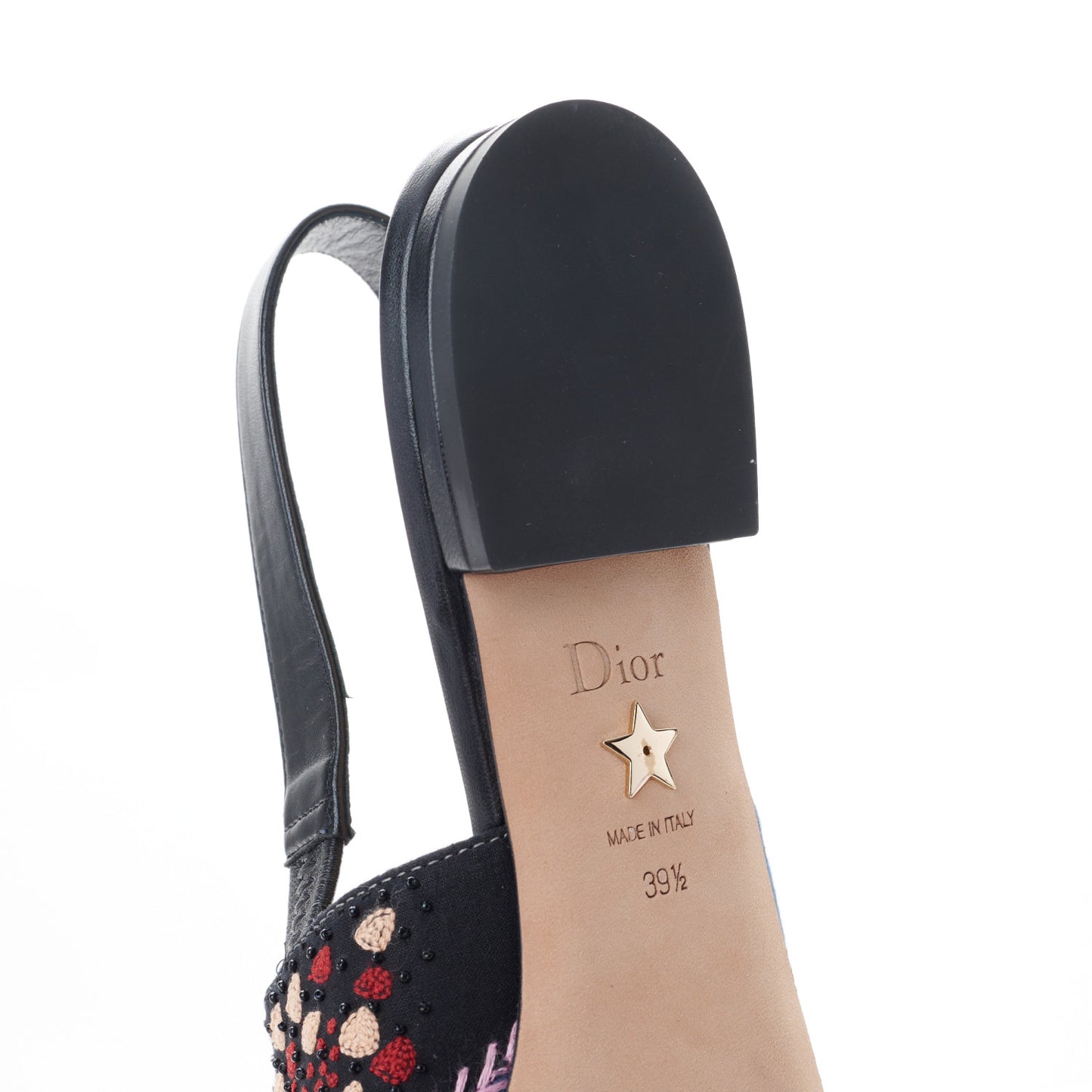 Patch Embroidered Sweet D Sling-Back Flats 38.5 Multicolor