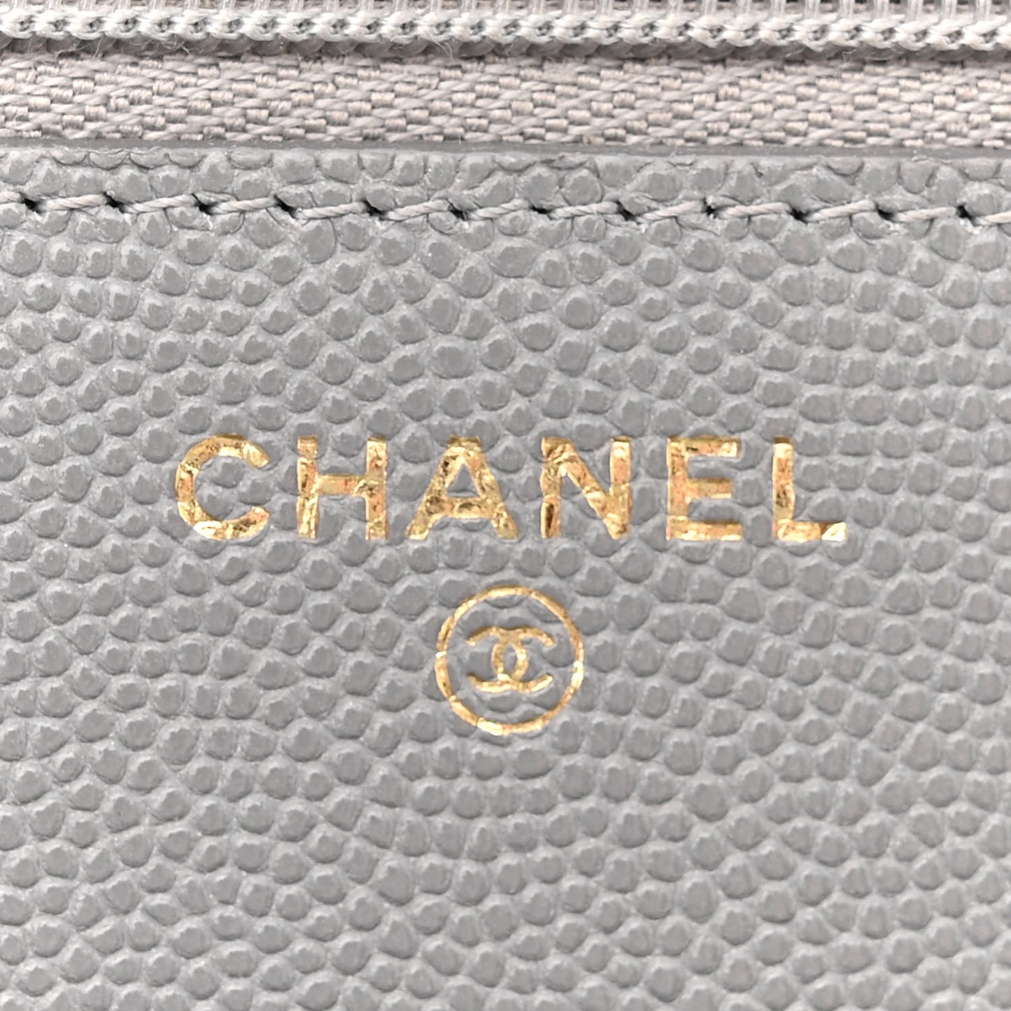 Caviar Quilted Wallet on Chain WOC Grey