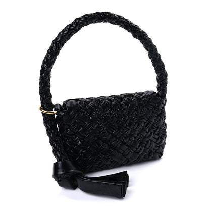 Bottega Veneta Calfskin Foulard Intreccio Kalimero Città Shoulder Bag Black 2 of 8