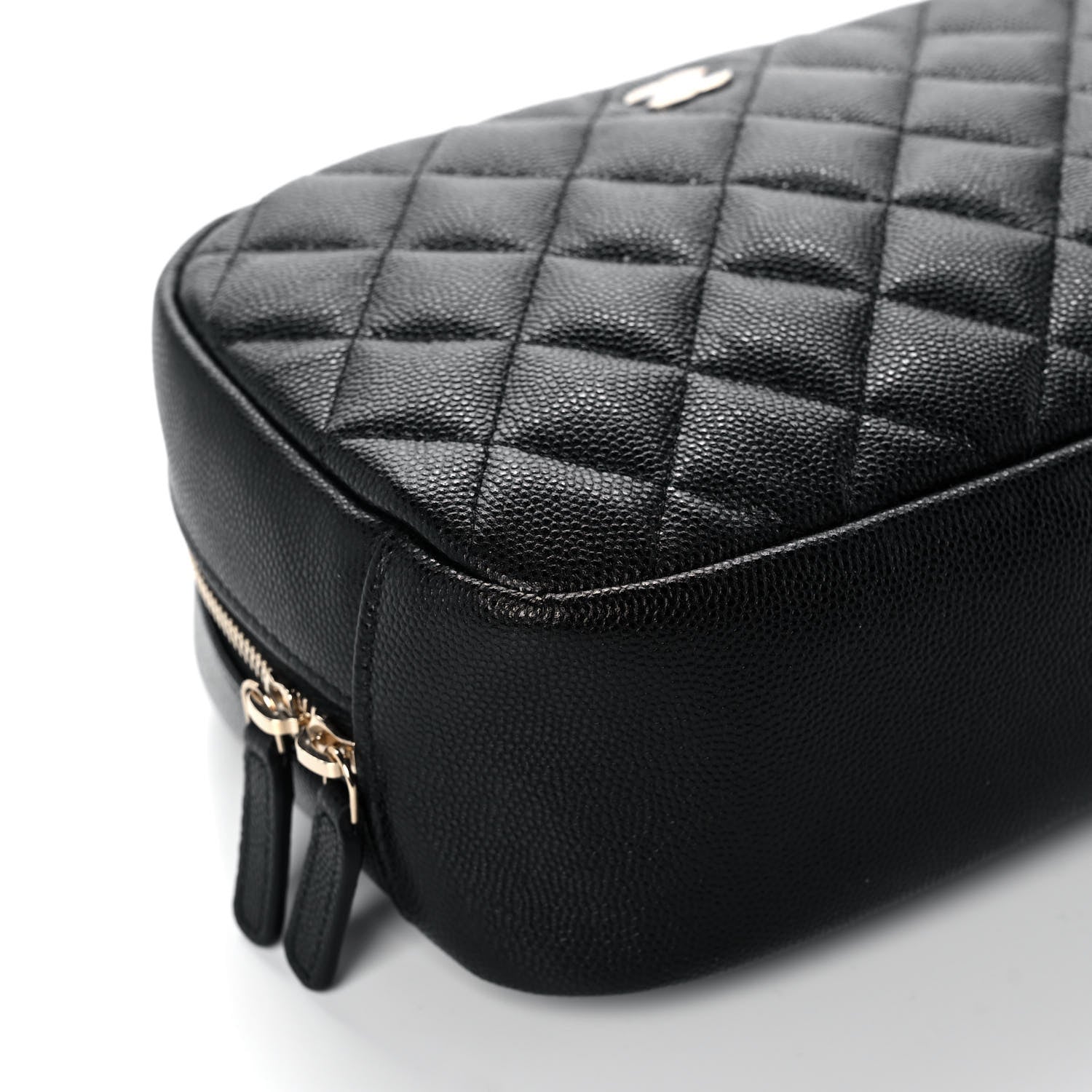 Chanel Caviar Quilted Curvy Pouch Cosmetic Case Black 9 of 11