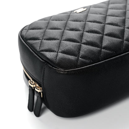 Chanel Caviar Quilted Curvy Pouch Cosmetic Case Black 9 of 11