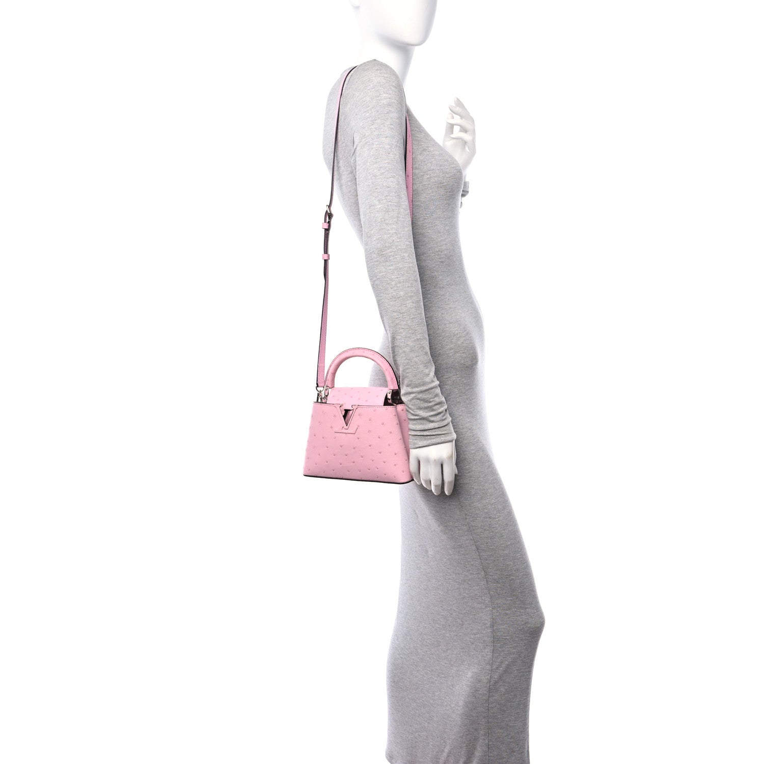 Louis Vuitton Ostrich Capucines Mini Pink 2 of 9