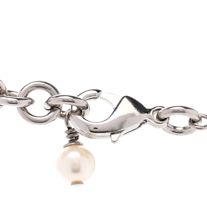 Chanel Crystal Pearl CC Long Necklace Silver 5 of 6