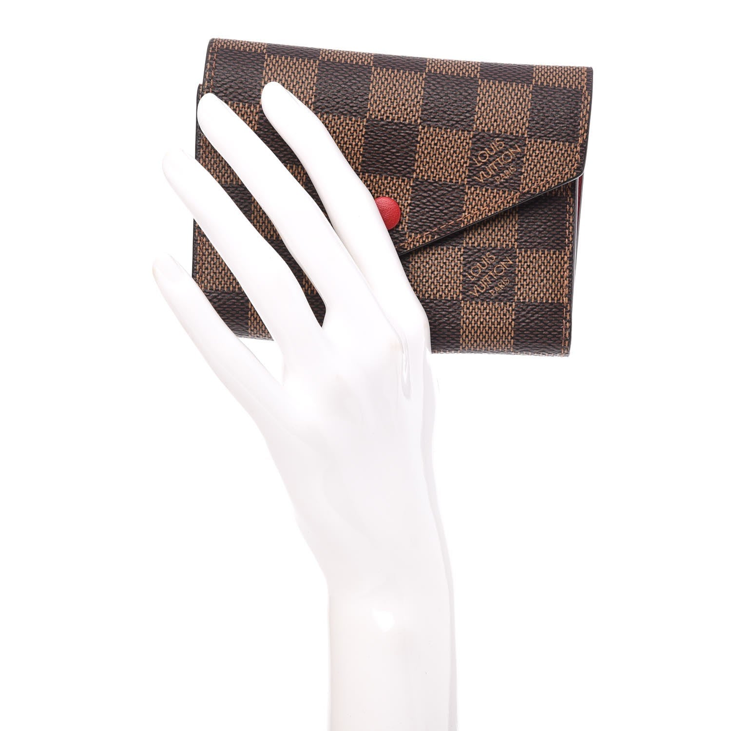 Louis Vuitton Damier Ebene Victorine Wallet Red 2 of 7