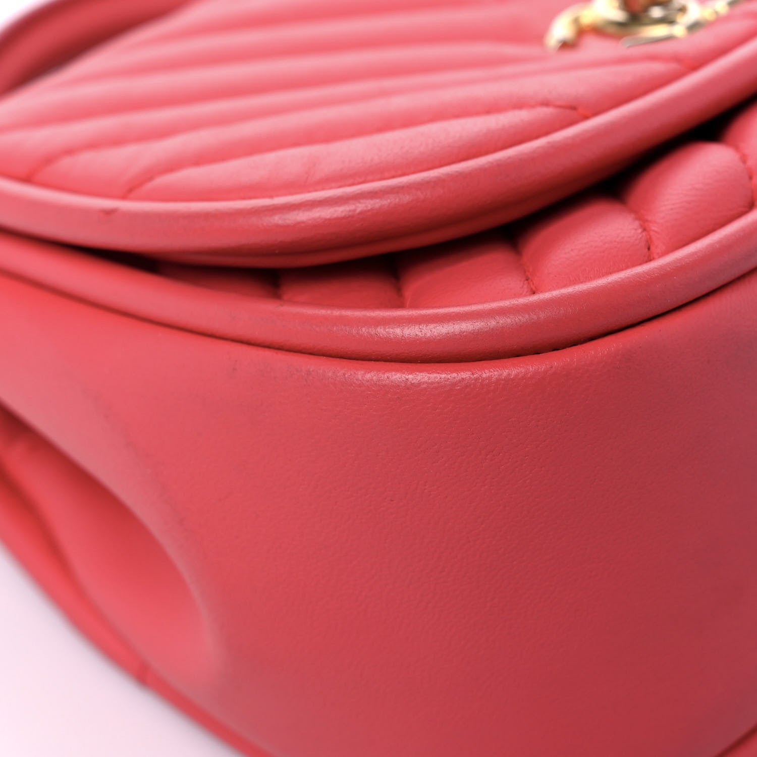 Chanel Lambskin Reverse Chevron Quilted Mini Round Top Handle Flap Bright Pink 8 of 17