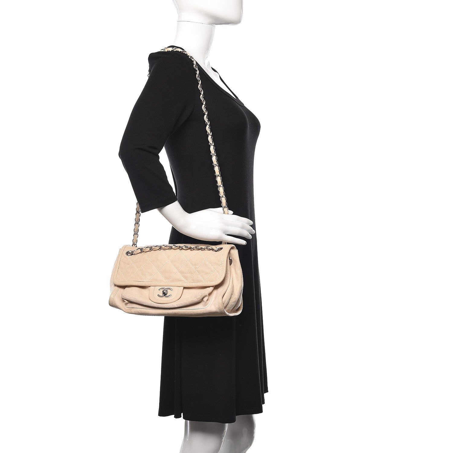 Chanel Calfskin Quilted Flap Shoulder Bag Light Beige 2 of 11