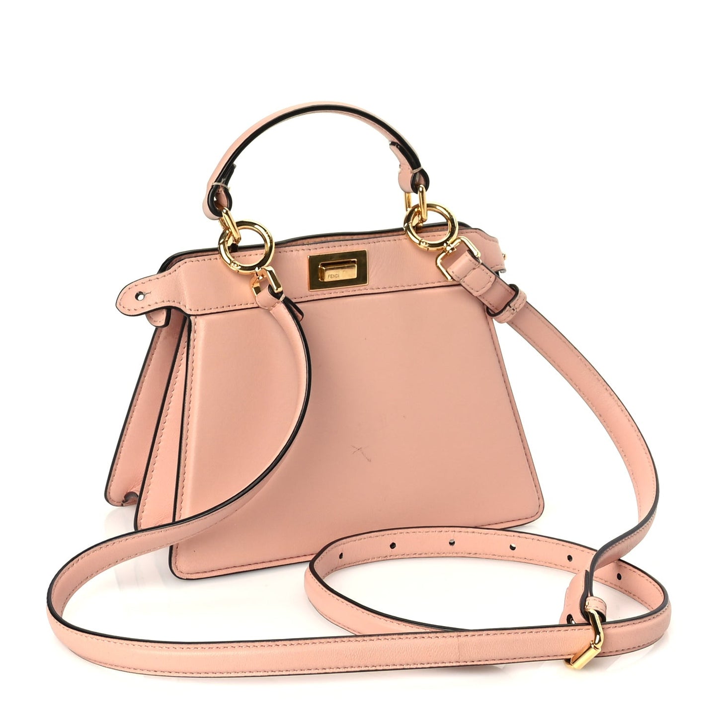 Shiny Nappa Petite Peekaboo I SEE U Satchel Baby Pink