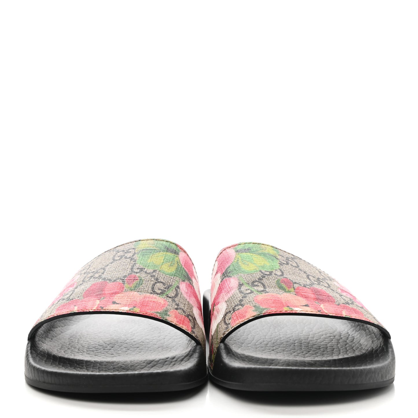 GG Supreme Monogram Blooms Slide Sandals 37 Beige Multicolor