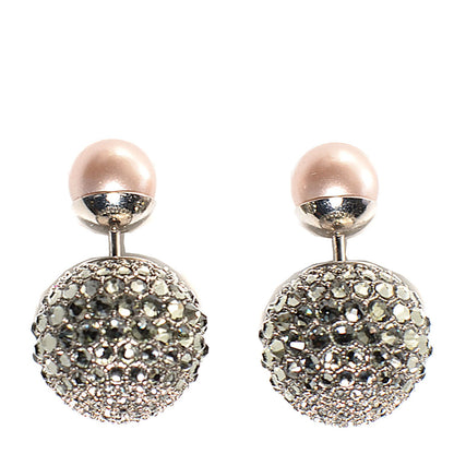 Christian Dior Crystal Mise En Dior Tribal Earrings Grey Pink 1 of 4