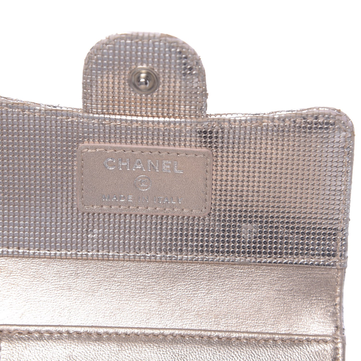 Chanel Metallic Calfskin Pixel Effect Quilted Compact Flap Wallet Gold 6 of 16