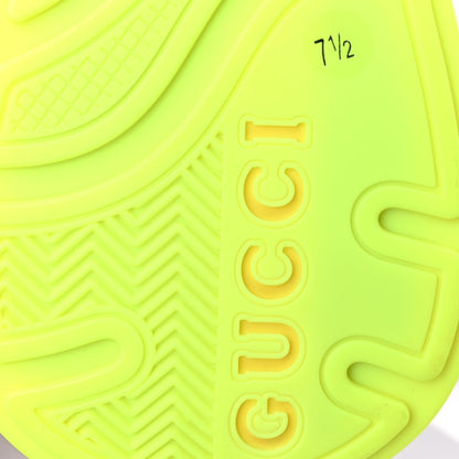 Gucci Fabric Mens Ultrapace R Mid Top Sneakers 7.5 Grey Neon Yellow Silver Loess 8 of 10