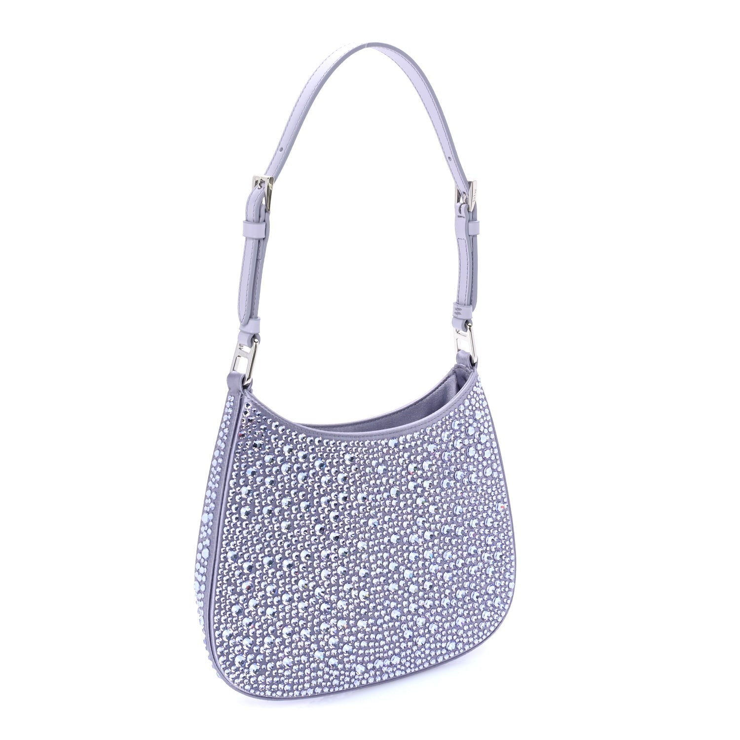 Prada Satin Crystal Cleo Adjustable Strap Shoulder Bag  Glicine 2 of 7