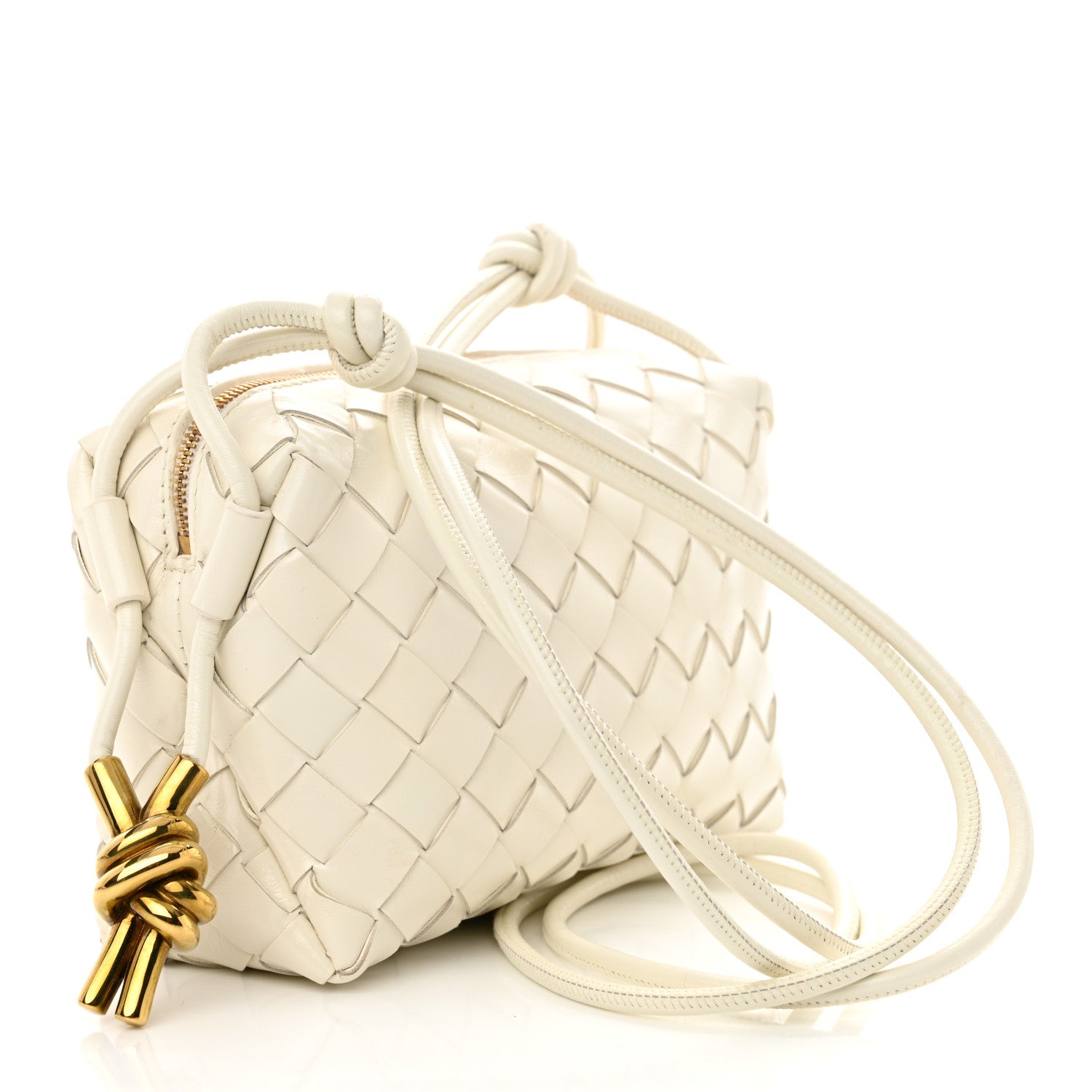 Bottega Veneta Nappa Intrecciato Metallic Knot Mini Loop Camera Bag Bone 3 of 9