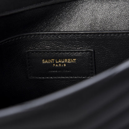 Saint Laurent Lambskin Matelasse Chevron Monogram Medium Sulpice Bag Black 9 of 12