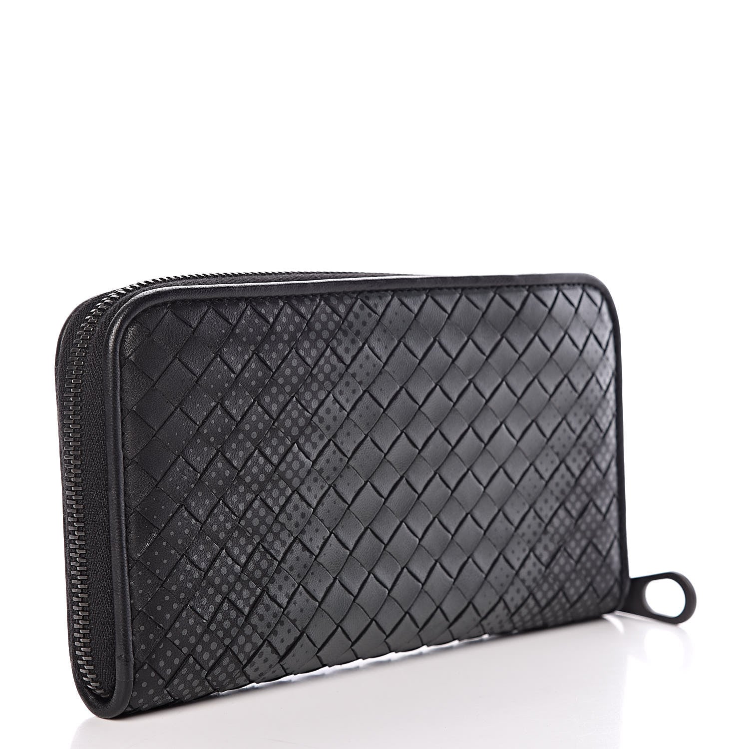 Bottega Veneta Nappa Intrecciato Gradient Spotted Zip Around Wallet Black Gray 3 of 13