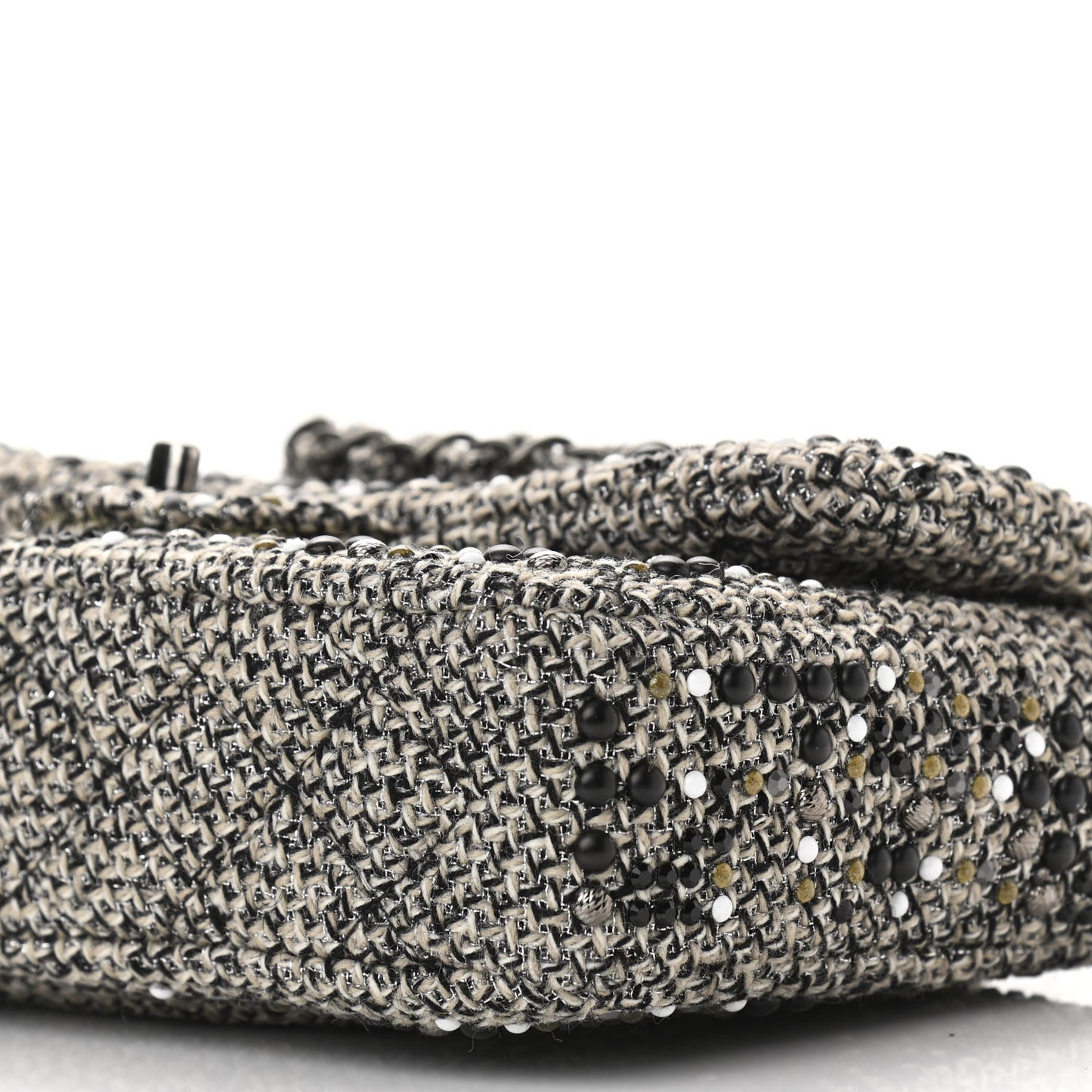 Crystal Tweed Quilted Medium Single Flap Black