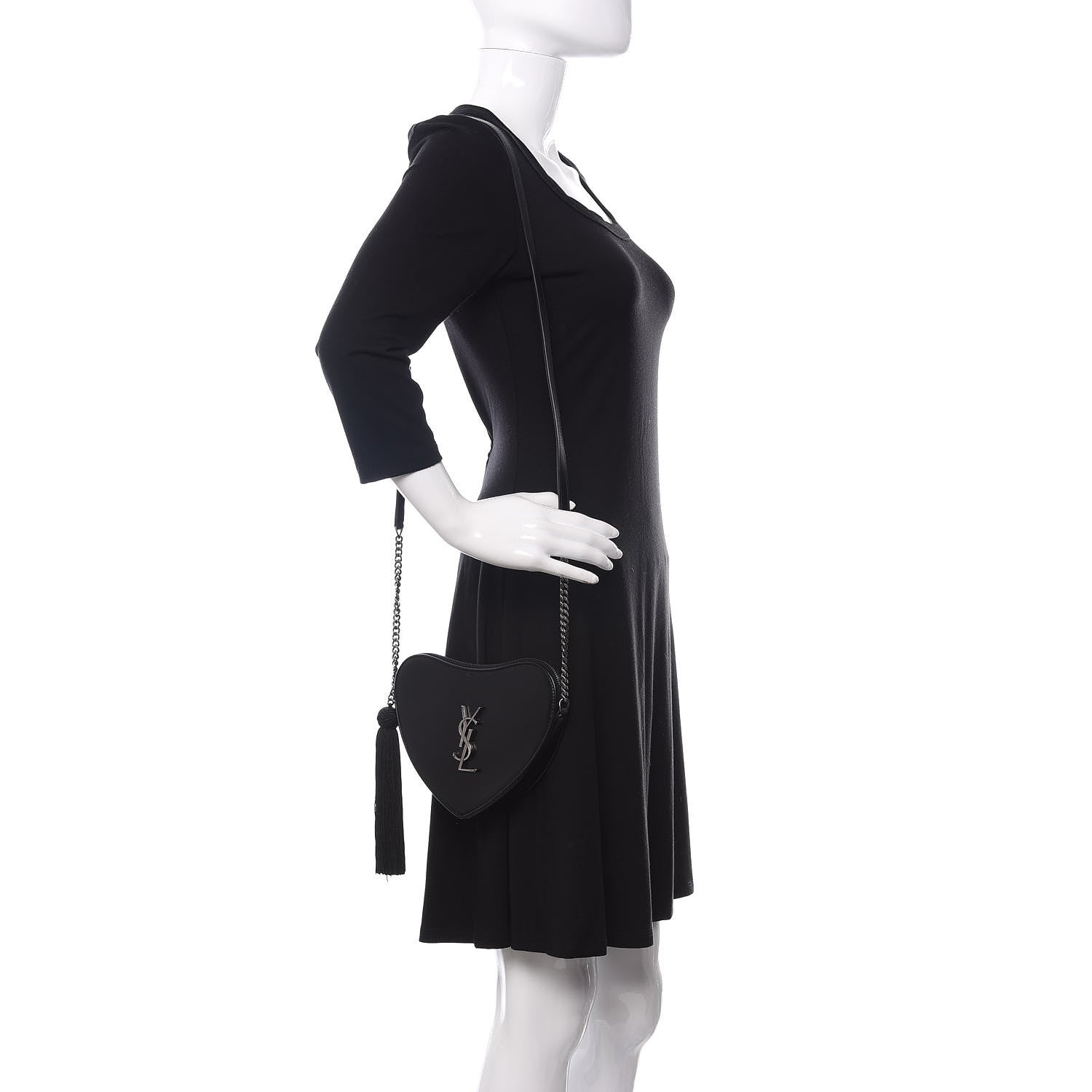 Saint Laurent Calfskin Heart Monogram Crossbody Black 2 of 9