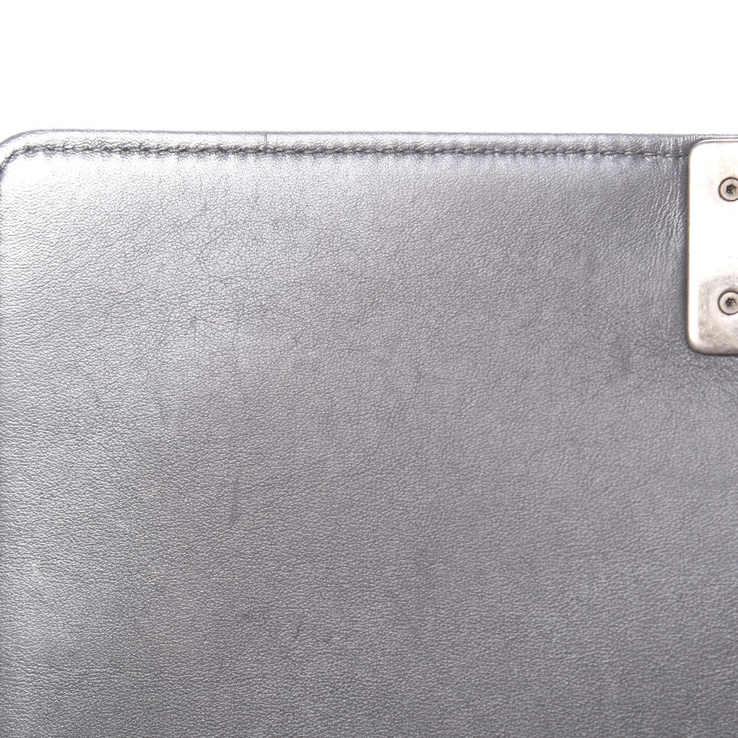 Metallic Calfskin Quilted New Medium Boy Flap Dark Silver