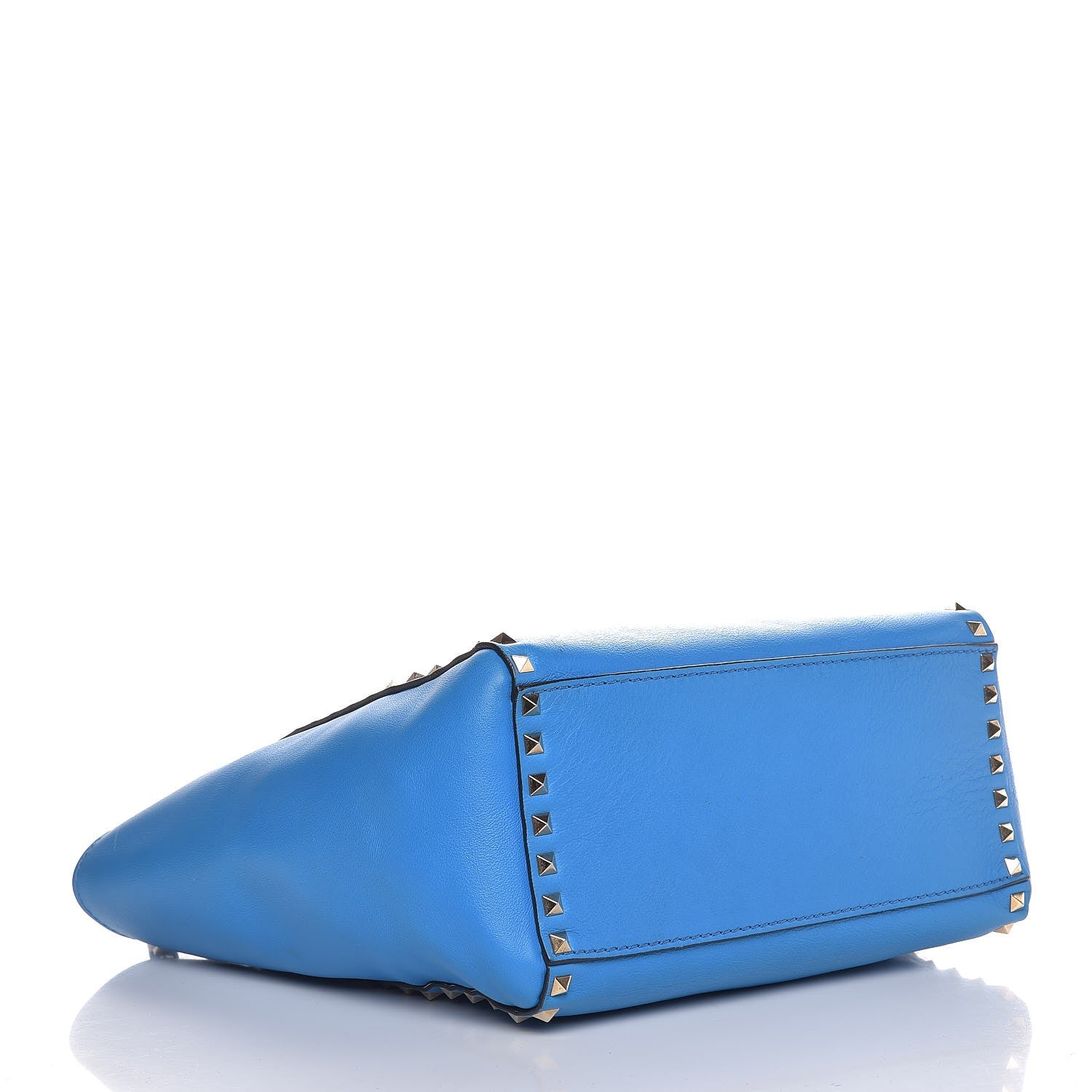 Valentino Garavani Vitello Rockstud Double Handle Tote Blue Fluo 4 of 11