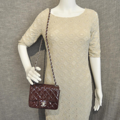 Chanel Patent Quilted Mini Flap Bordeaux 2 of 11