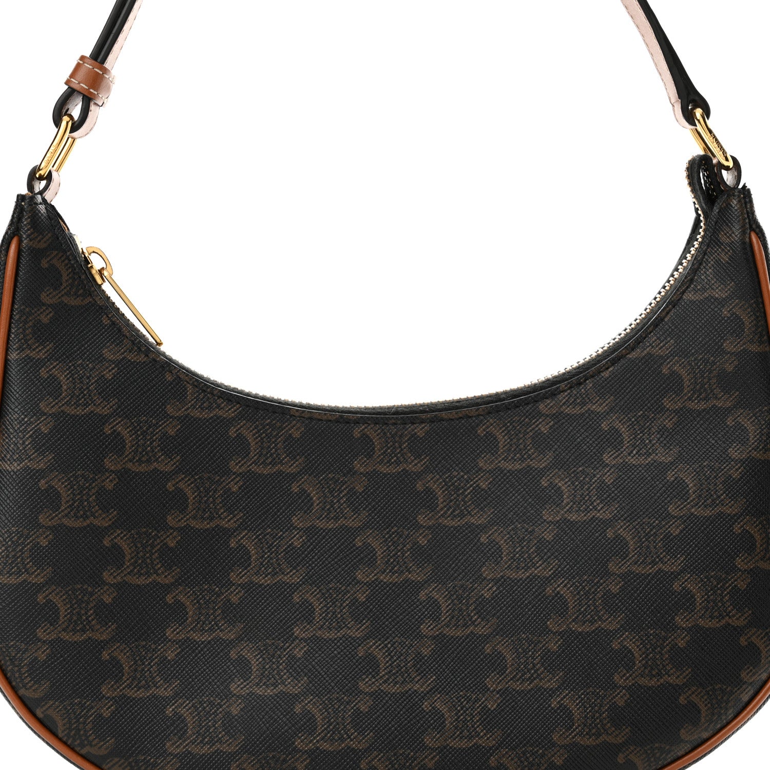 Celine Triomphe Canvas Calfskin Ava Shoulder Bag Tan 7 of 10