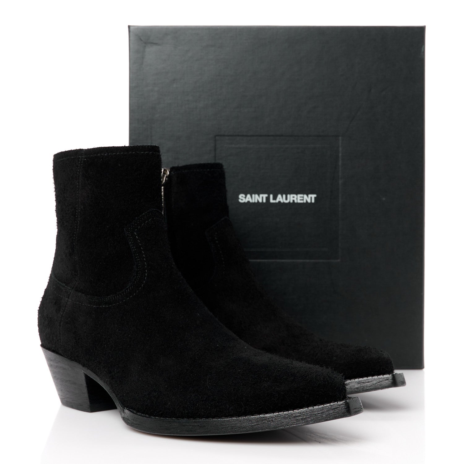 Saint Laurent Wool Crosta Lukas Zipped 40 Boots 42 Black 9 of 9