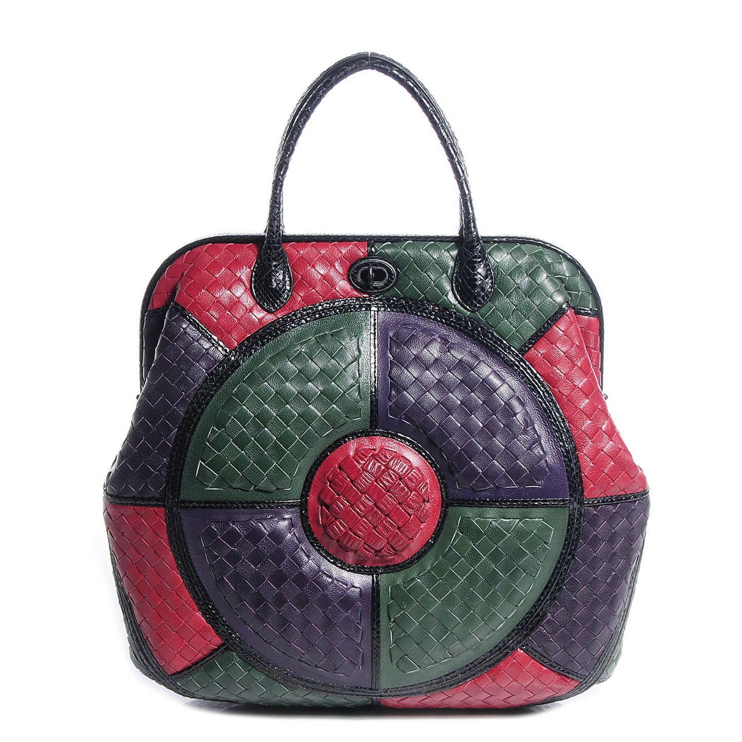 Intrecciato Goatskin Ayers Trim Frame Satchel Multicolor