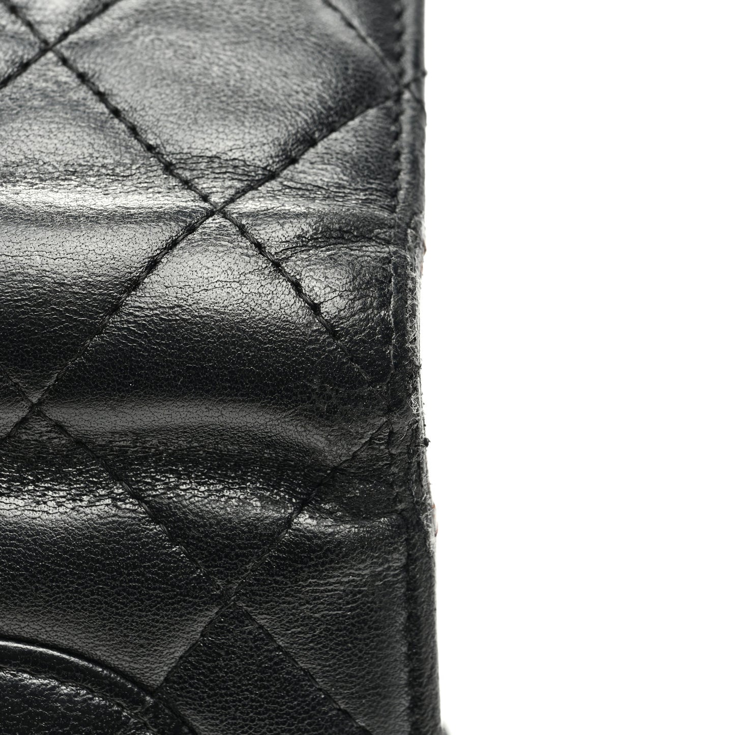 Lambskin Quilted Large Flap Wallet Black