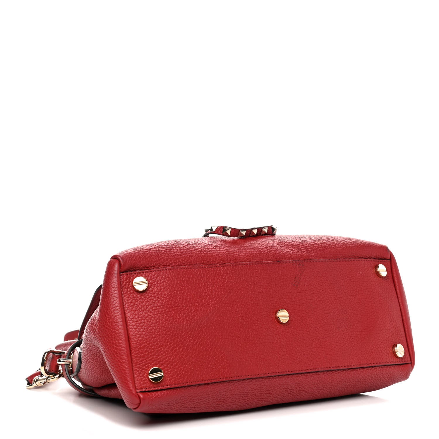 Valentino Garavani Pebbled Calfskin Rockstud Twiny Top Handle Bag Red 3 of 11