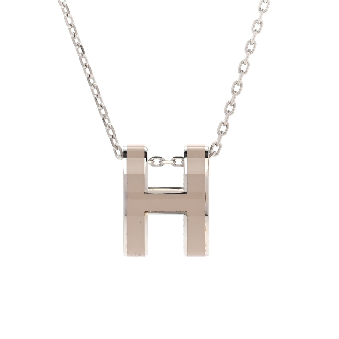 Lacquered Palladium Pop H Pendant Necklace Marron Glace