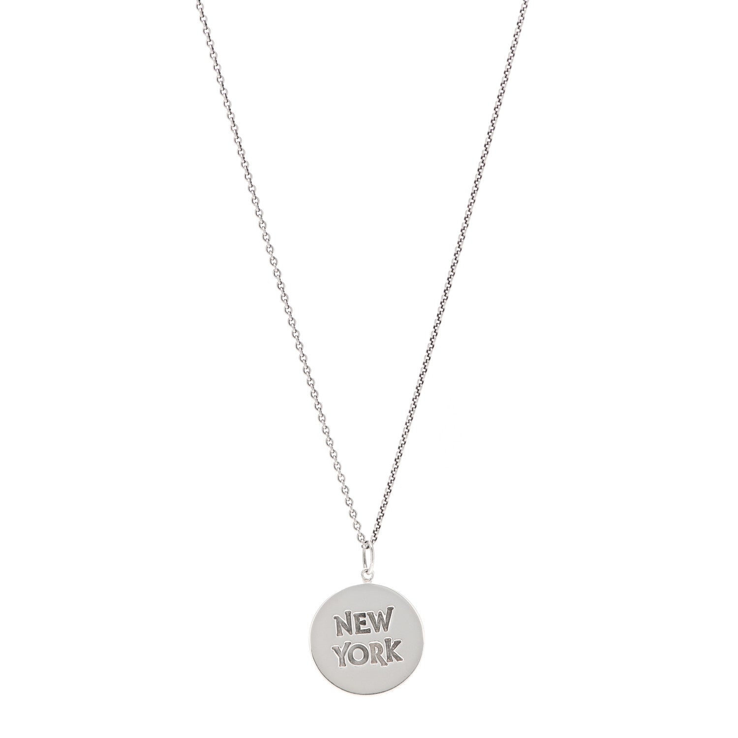 Tiffany Sterling Silver New York Round Tag Necklace 1 of 4