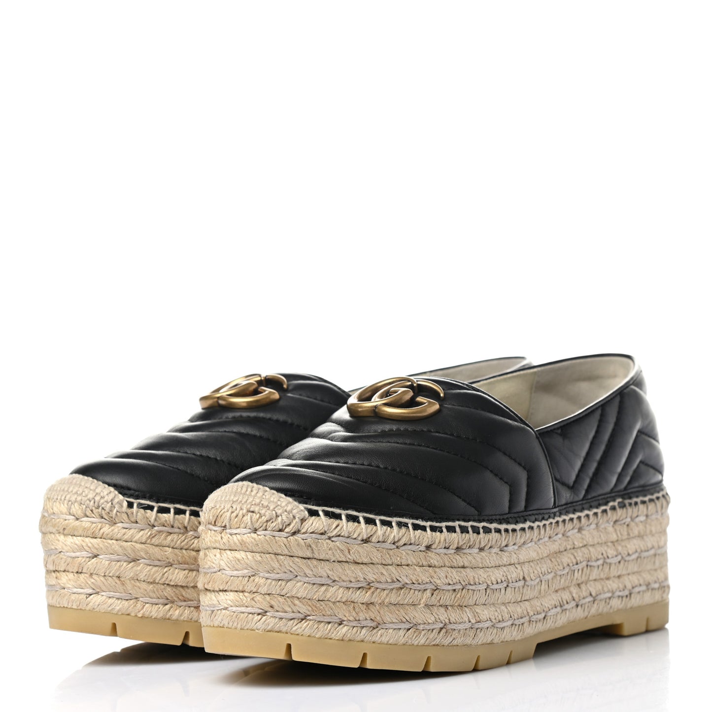 Nappa Matelasse GG Marmont Platform Espadrilles 39 Black