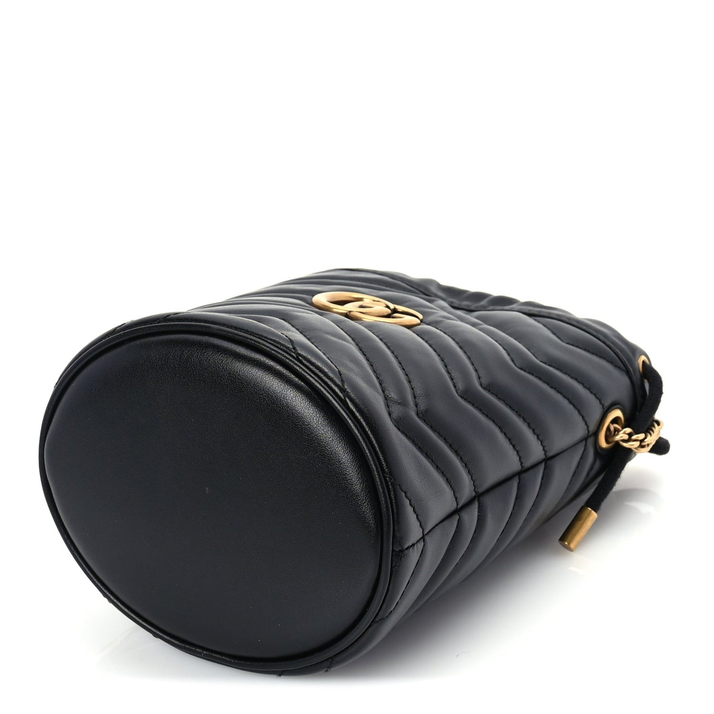 Calfskin Matelasse Mini GG Marmont 2.0 Bucket Bag Black