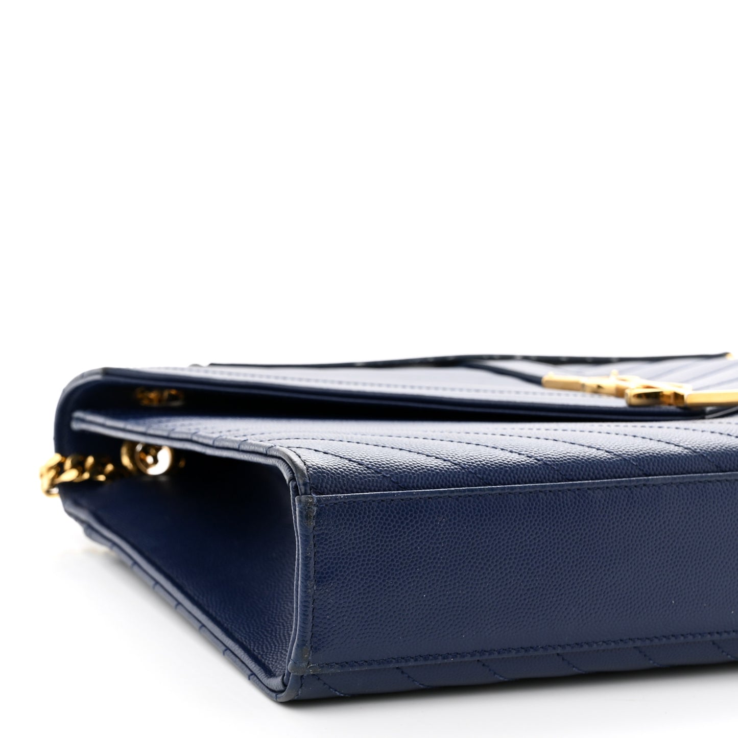 Grain De Poudre Matelasse Chevron Large Monogram Satchel Navy Blue