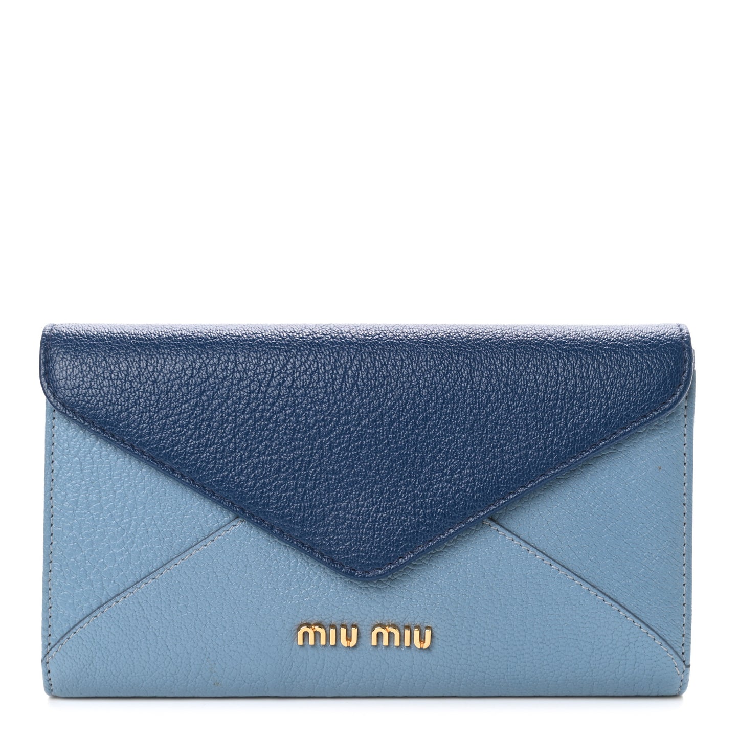 Goatskin Madras Bicolor Envelope Wallet Cobalto Astrale