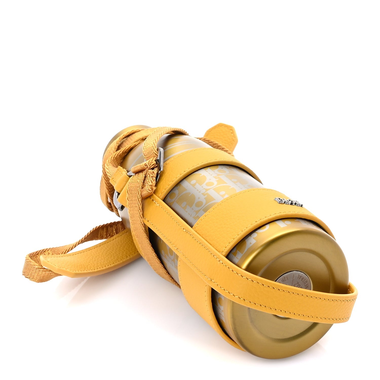 Christian Dior Oblique Stainless Steel Grained Calfskin Aqua Bottle With Shoulder Strap Yellow 4 of 8