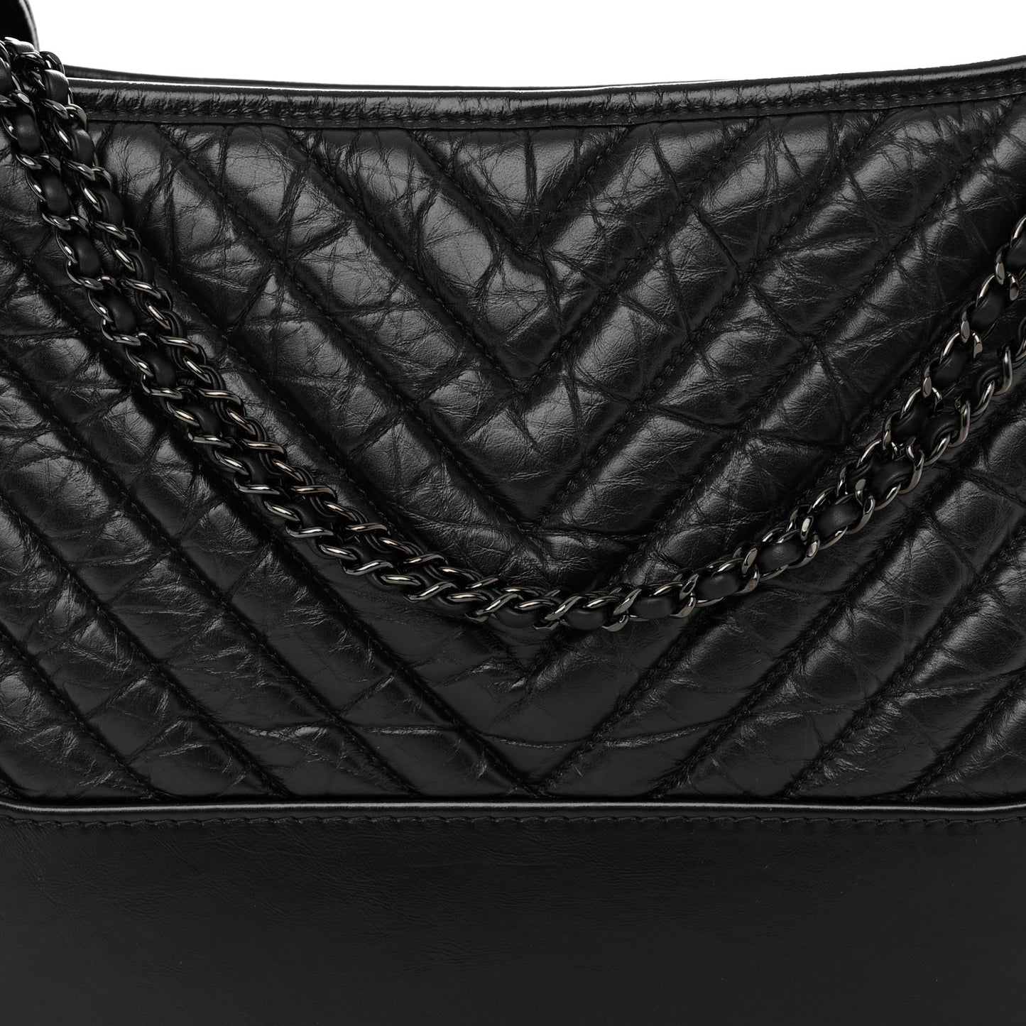 Aged Calfskin Chevron Quilted Medium Gabrielle Hobo So Black
